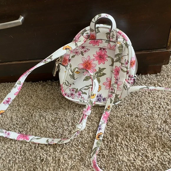 New Guess Pink Floral Mini Backpack Guess Blush Color Multi flower Print Mini Backpack with  main image 4